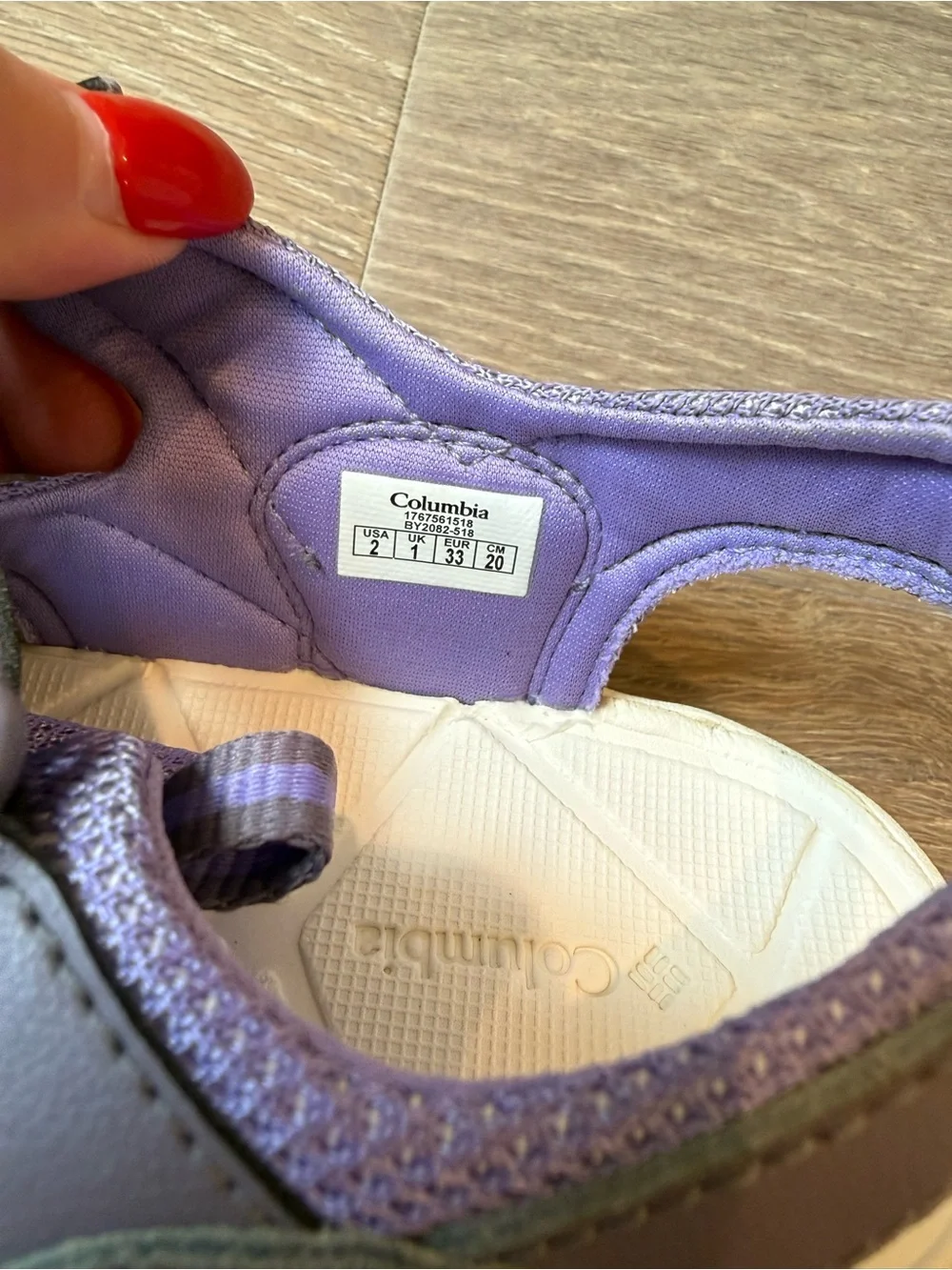 Columbia Kids' Purple Sport Sandals size 2 big girls